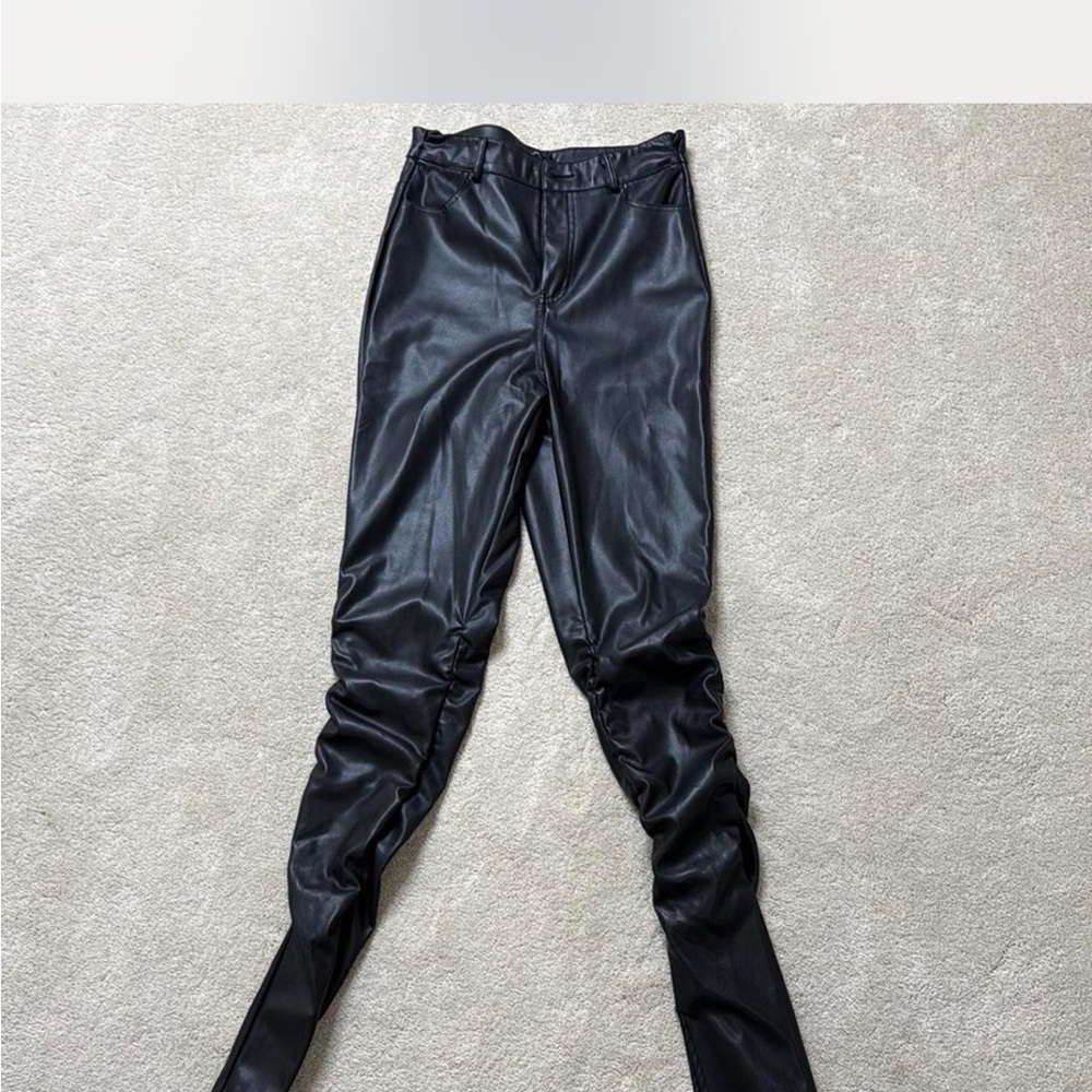 PrettyLittleThing Black Leather Look Trousers